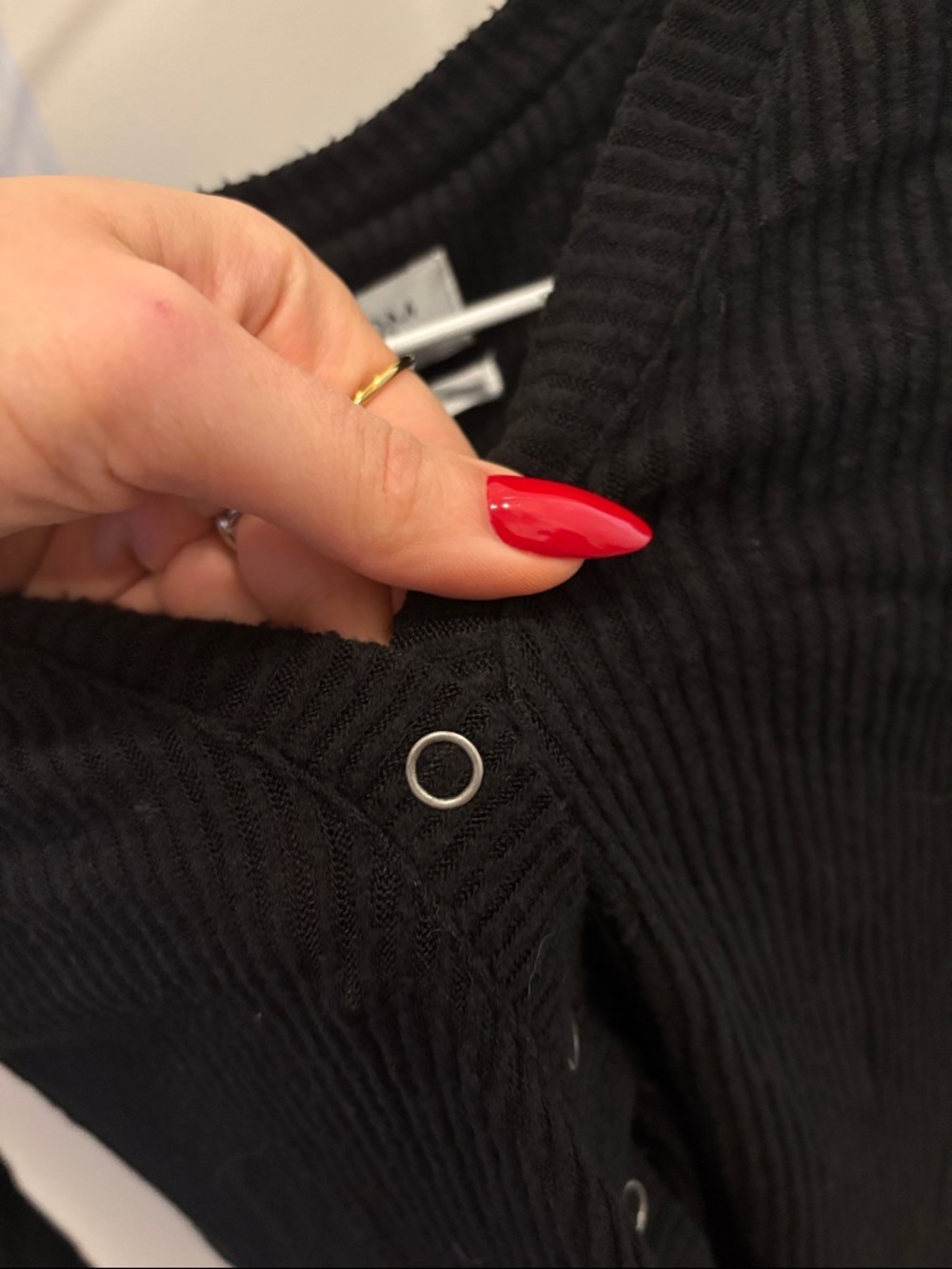 Urban Outfitters Black out from under Ribbed Long-Sleeve Henley Romper v neck - Picture 4 of 5